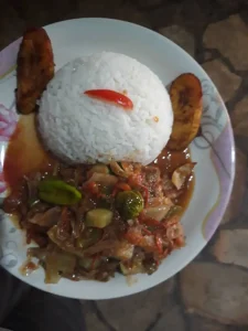 Plat euro-africain, riz en sauce